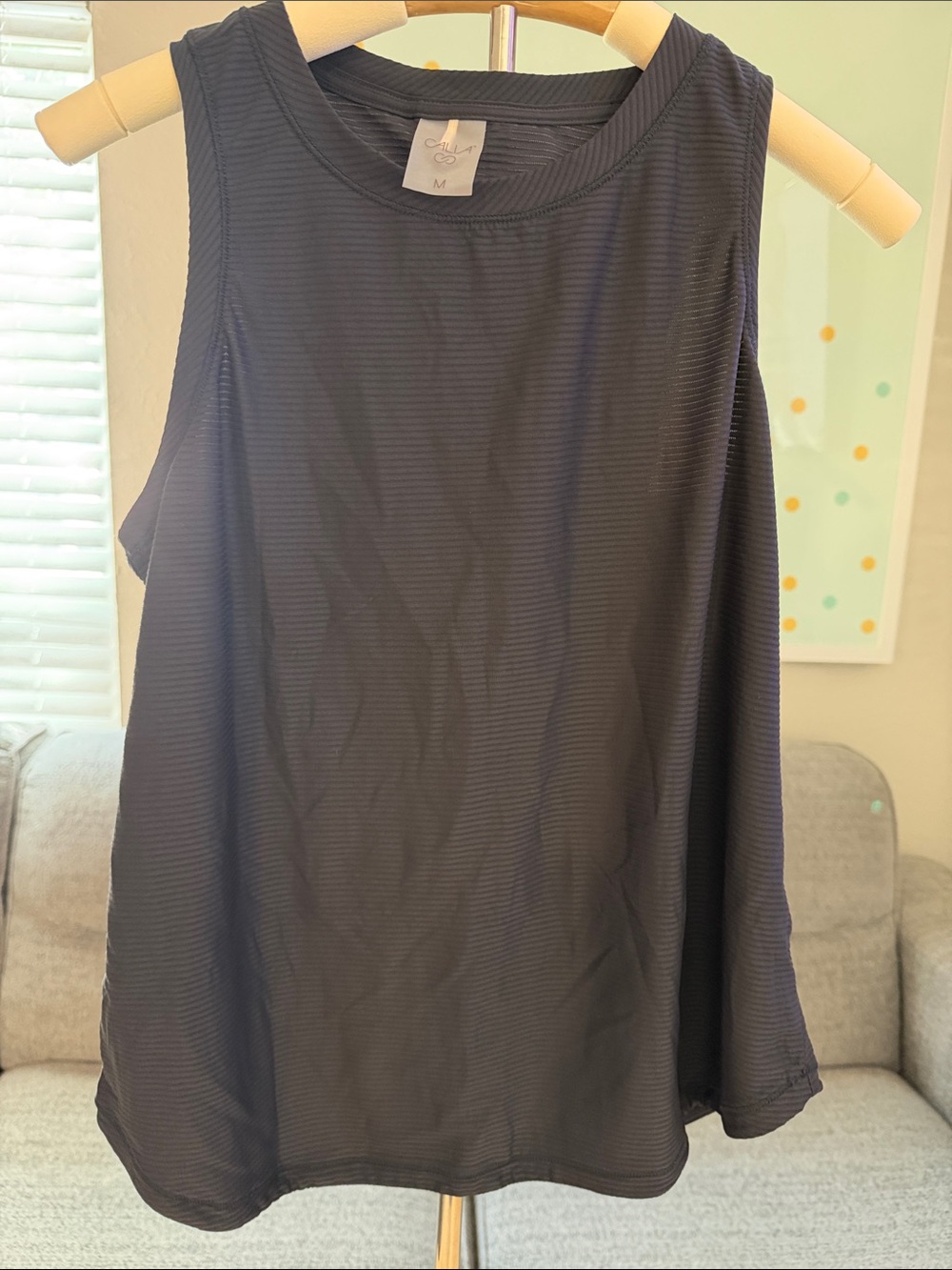 Cala Yoga Black Ribbed Tank Top — Medium